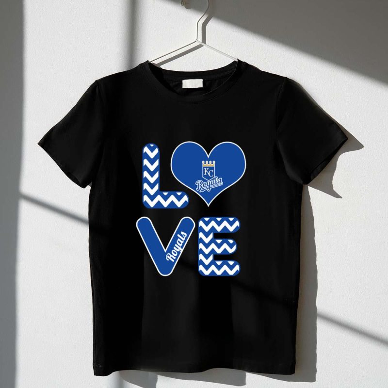 Kansas City Royals Love Heart Chevron Fans Baseball T Shirt t shirt 1 1