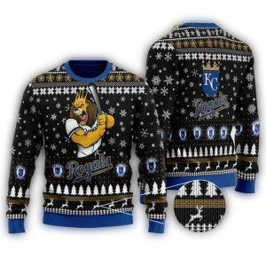 Kansas City Royals Christmas Ugly Sweater Featuring Mascot Design