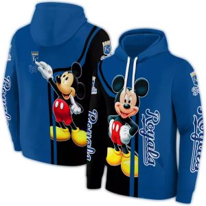 Kansas City Royals Mickey Mouse All-Over Print Hoodie For Fans