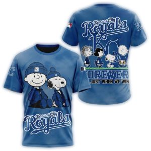 Kansas City Royals Peanuts Snoopy All-Over Print T-Shirt For Fans