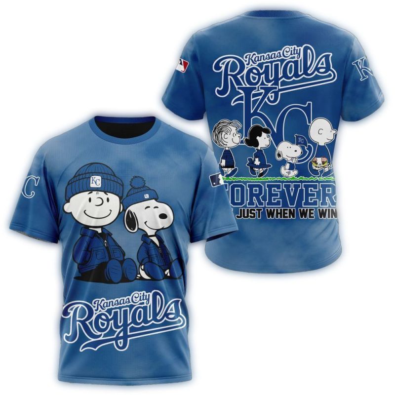 Kansas City Royals Peanuts and Snoopy All Over Print T Shirt 1