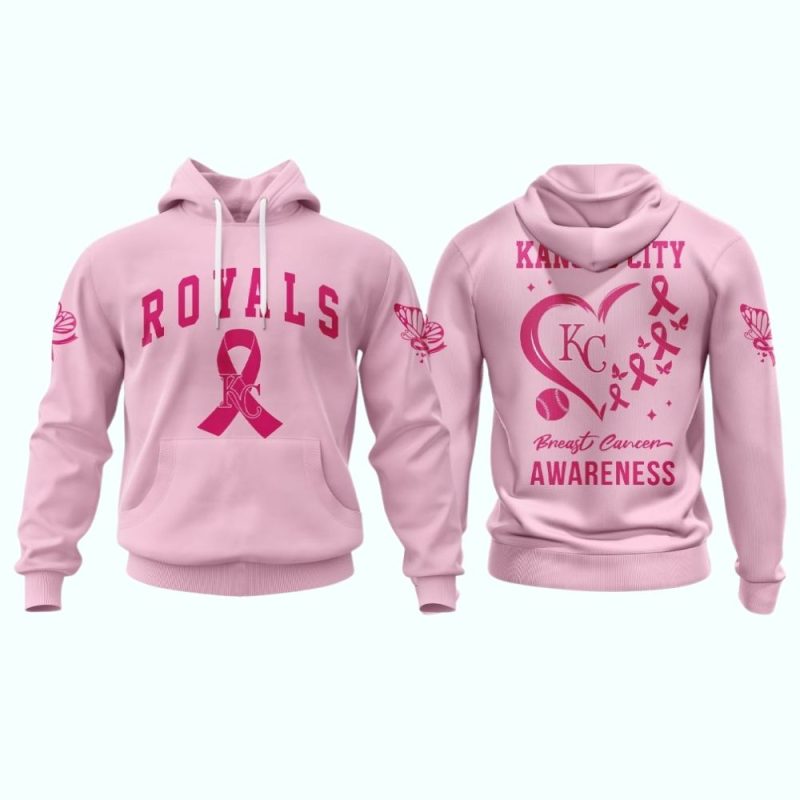 Kansas City Royals Pink Breast Cancer Awareness All Over Print Hoodie 1