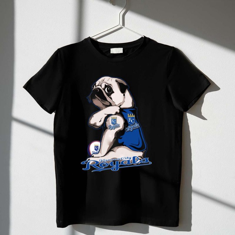Kansas City Royals Pug with KC Royals Logo and Baseball T Shirt t shirt 1 1