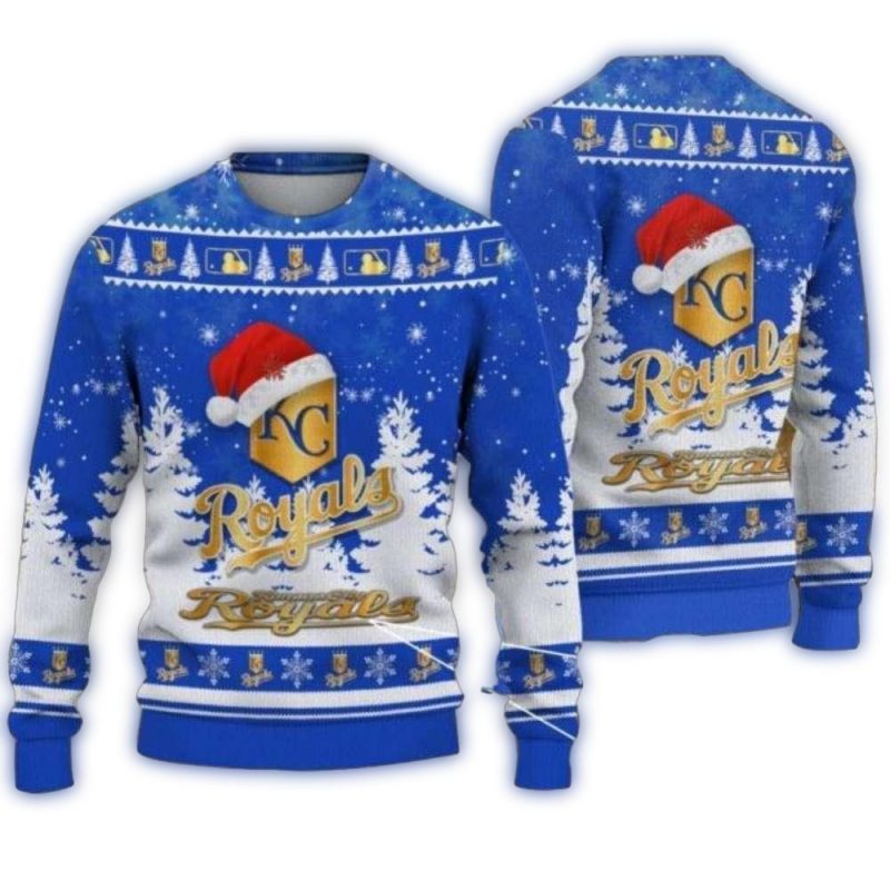 Kansas City Royals Red Santa Hat Snowflake Ugly Sweater 1