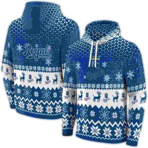 Kansas City Royals Reindeer Print Hoodie For Holiday Cheer