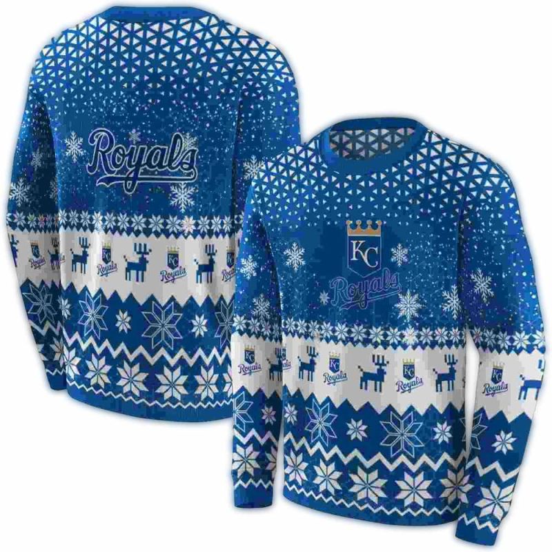 Kansas City Royals Reindeer Motif All Over Print Sweatshirt 1