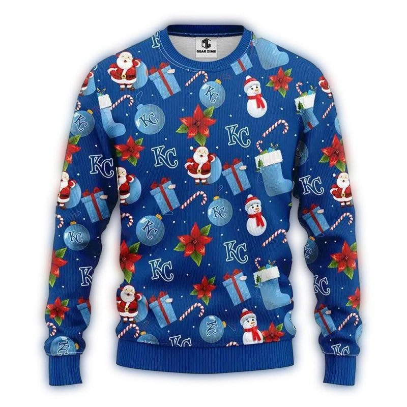 Kansas City Royals Santa Claus Snowman Christmas Ugly Sweater 1