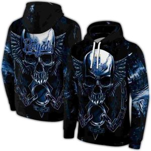 Kansas City Royals Skull Art All-Over Print Hoodie For Fans