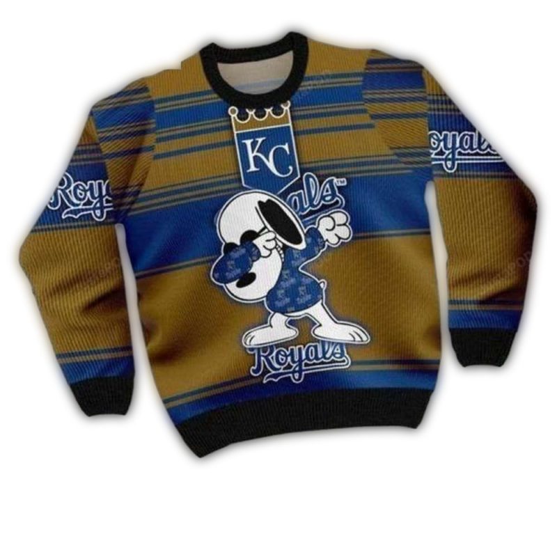 Kansas City Royals Snoopy Dab Dance Ugly Sweater 1