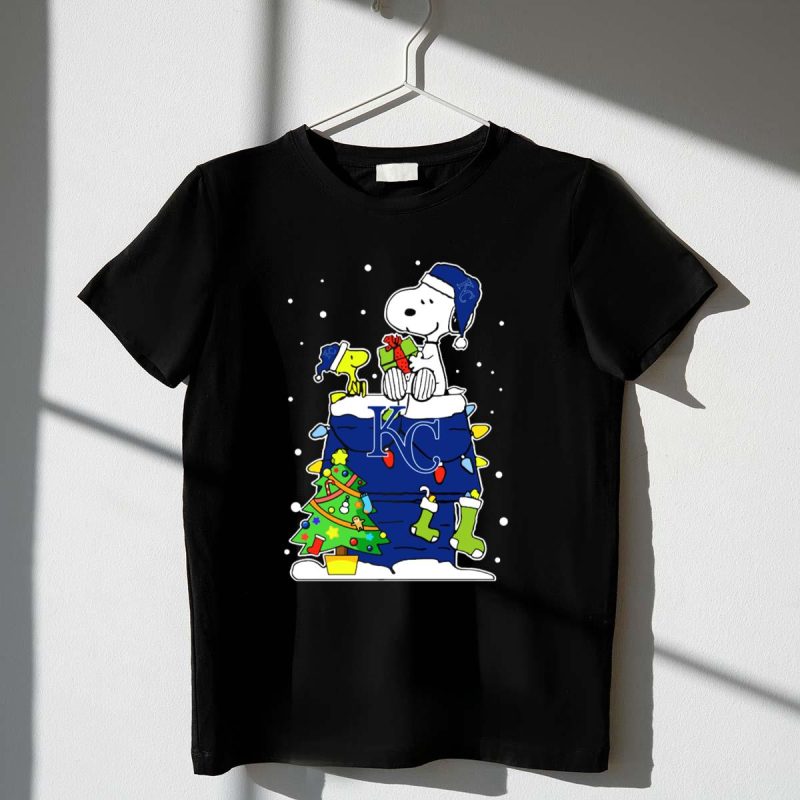 Kansas City Royals Snoopy Winter Christmas Gift Scene T Shirt t shirt 1 1