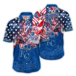 Kansas City Royals Fireworks Hawaiian Shirt With Stars And Stripes Design