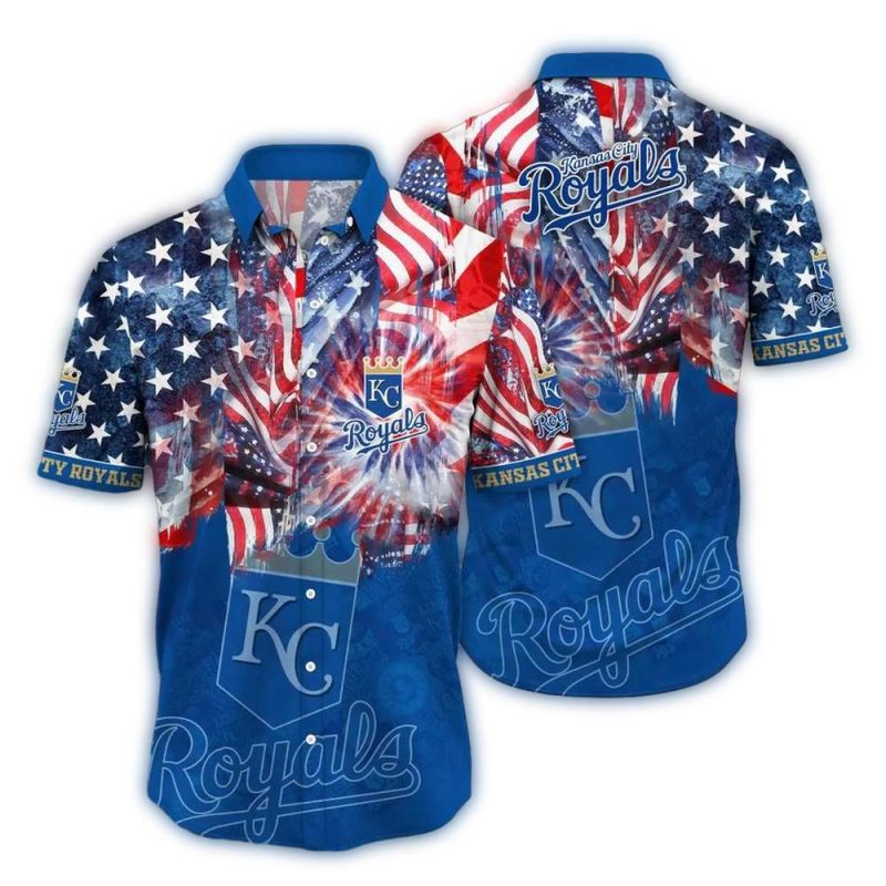 Kansas City Royals Stars and Stripes Fireworks Hawaiian Shirt 1