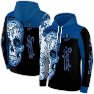 Kansas City Royals Sugar Skull All-Over Print Hoodie For Fans
