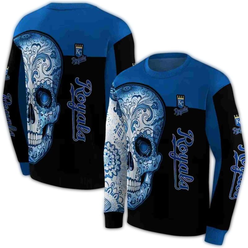 Kansas City Royals Sugar Skull All Over Print Sweatshirt 1