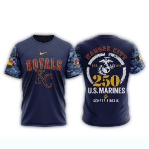 Kansas City Royals Usmc 250Th Birthday All-Over Print T-Shirt For Fans