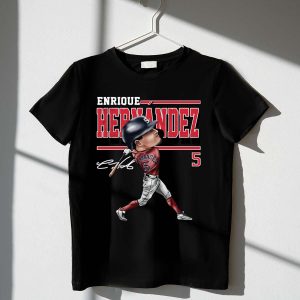 Kike Hernandez Cartoon White T-Shirt for MLB Fans and Collectors