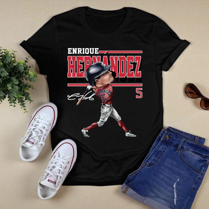 Kike Hernandez Cartoon White T-Shirt for MLB Fans and Collectors - Image 5