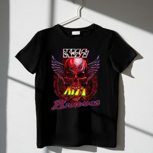 Atlanta Braves Skull Logo Wings Chains T-Shirt - Stylish Fan Apparel