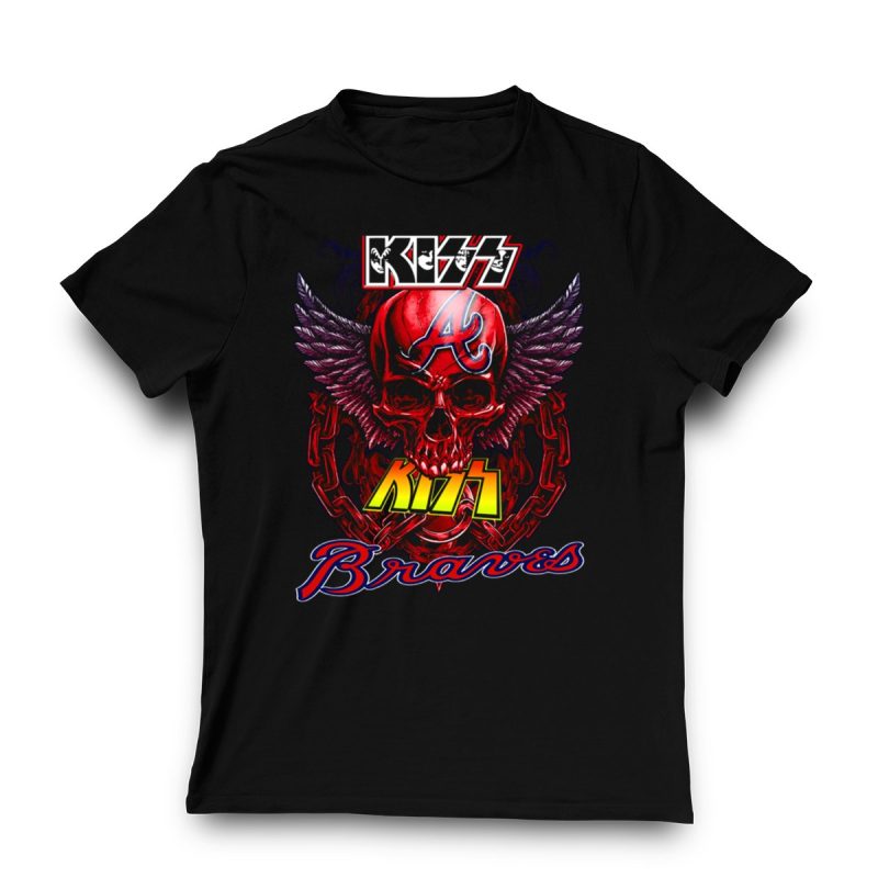 Atlanta Braves Skull Logo Wings Chains T-Shirt - Stylish Fan Apparel - Image 3