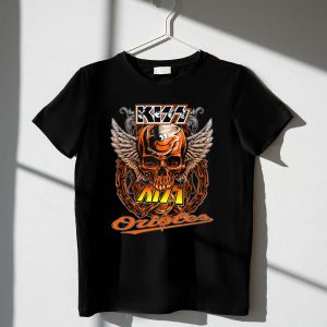 Kiss Baltimore Orioles Skull Winged Graphic T-Shirt For Fans