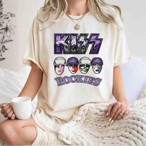 Kiss Colorado Rockies Faces T-Shirt With Makeup And Hats Design