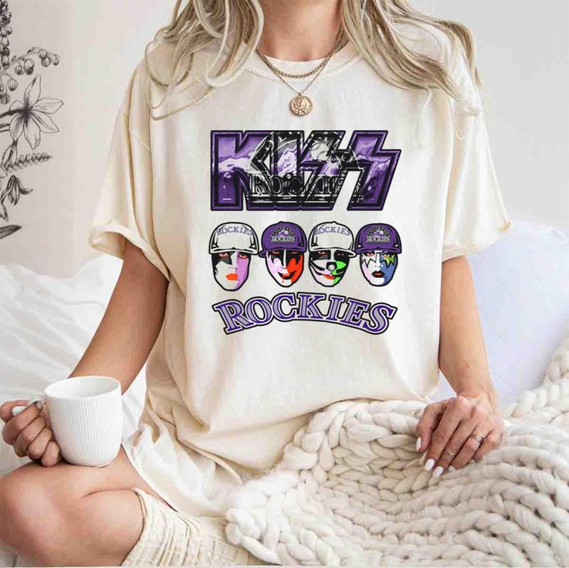 Kiss Colorado Rockies Faces in Makeup with Hats T Shirt t shirt 1 1