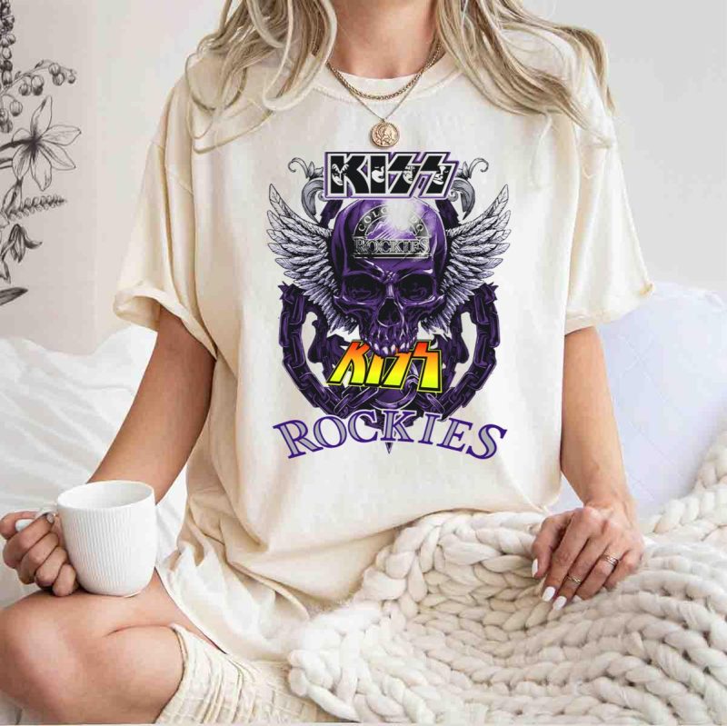 Kiss Colorado Rockies Skull Wings Logo Fusion T Shirt t shirt 1 1