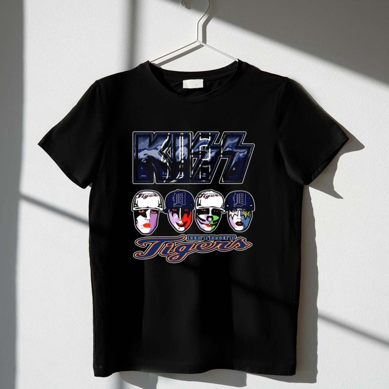 Kiss Detroit Tigers Faces Baseball Crossover T Shirt t shirt 1 1