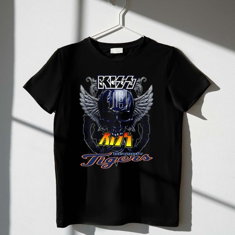 Kiss Detroit Tigers Skull with Wings and Chain T Shirt t shirt 1 1