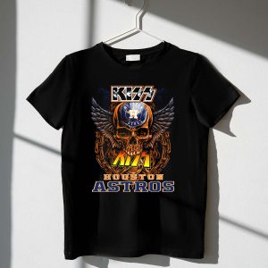 Kiss Houston Astros Skull Wings Graphic T-Shirt For Fans