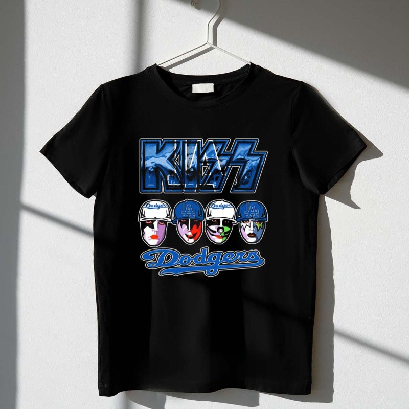 Kiss Los Angeles Dodgers Face Paint Baseball Collaboration T Shirt.jpeg t shirt 1 1