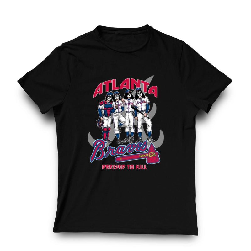 Kiss Atlanta Braves Dressed To Kill T-Shirt - Bold Baseball Fan Apparel - Image 3