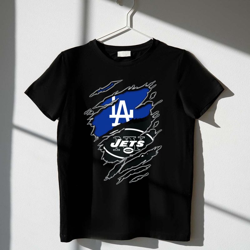 LA Dodgers New York Jets Claw Marks T Shirt.jpeg t shirt 1 1