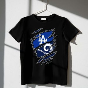 La Dodgers Rams Logo Mashup T-Shirt - Unique Fan Apparel