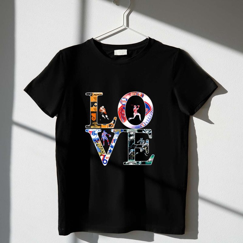 Philadelphia Sports Love T-Shirt - Flyers, Phillies, 76ers, Eagles Design