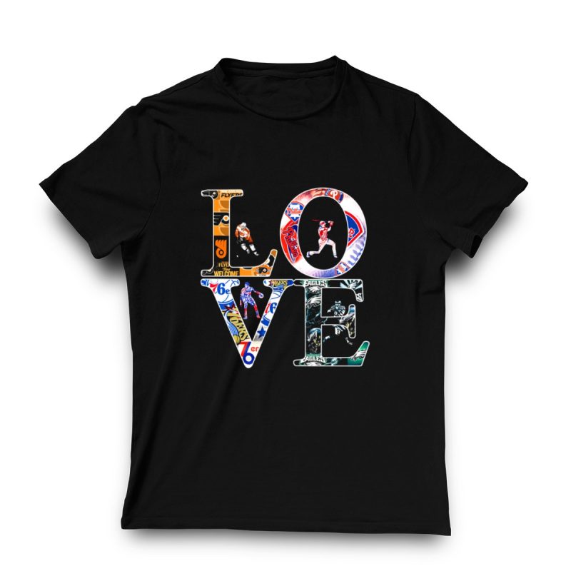 Philadelphia Sports Love T-Shirt - Flyers, Phillies, 76ers, Eagles Design - Image 3