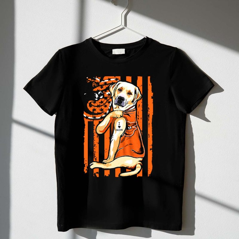 Labrador Retriever I Love Mom Baltimore Orioles Stripes and Mascot T Shirt t shirt 1 1