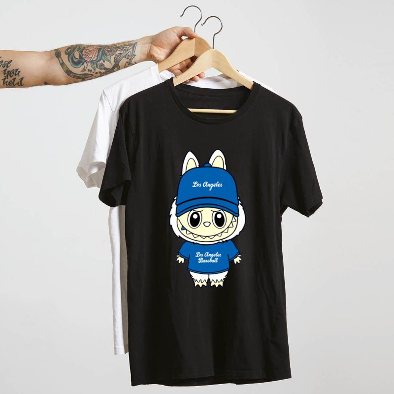 Los Angeles Dodgers Baseball T-Shirt - Labubu Graphic Tee for Fans - Image 4