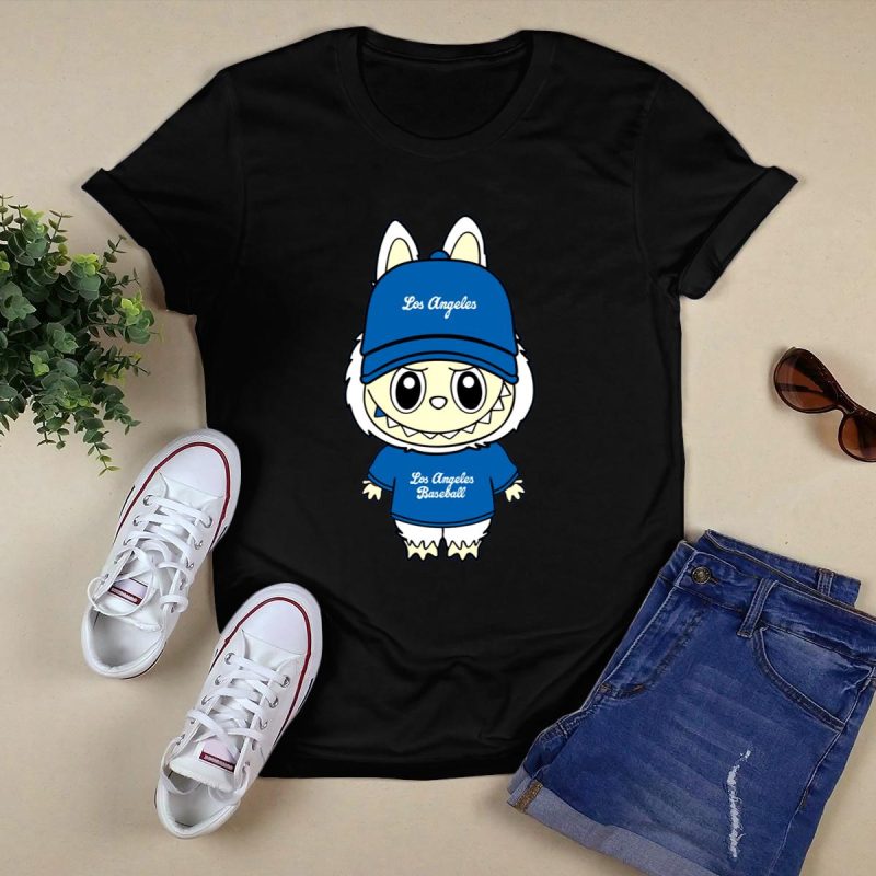 Los Angeles Dodgers Baseball T-Shirt - Labubu Graphic Tee for Fans - Image 5