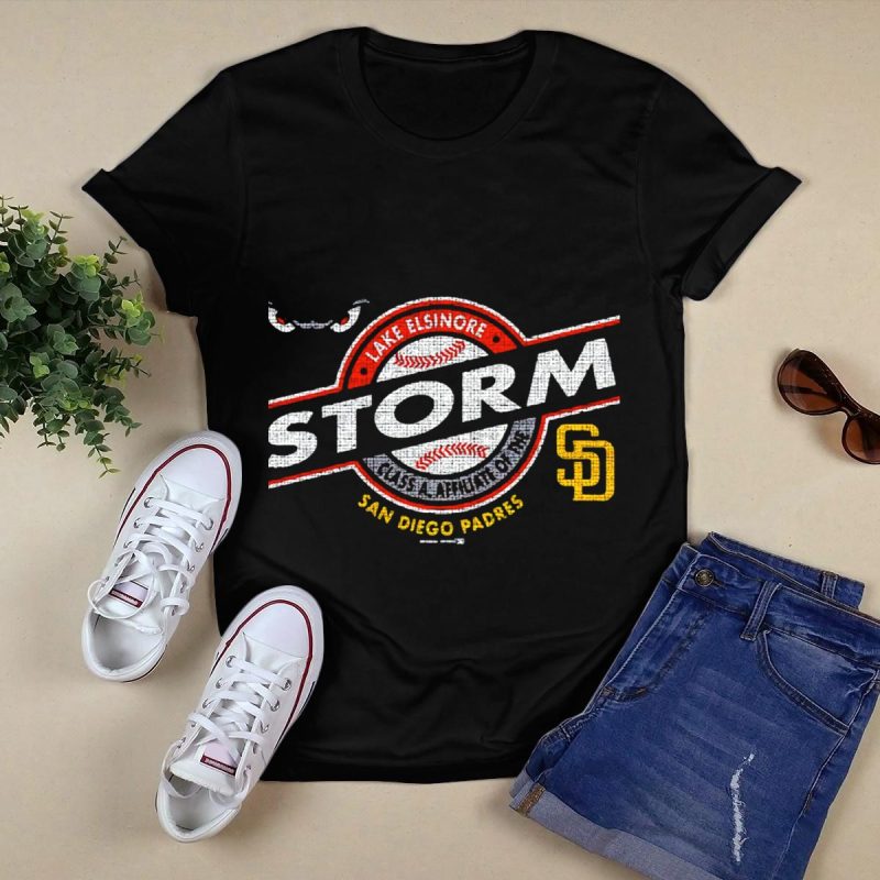 Lake Elsinore Storm Baseball San Diego Padres Affiliate Retro T Shirt Black 1