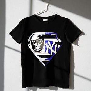 Superman Shield T-Shirt - Las Vegas Raiders & New York Yankees Design
