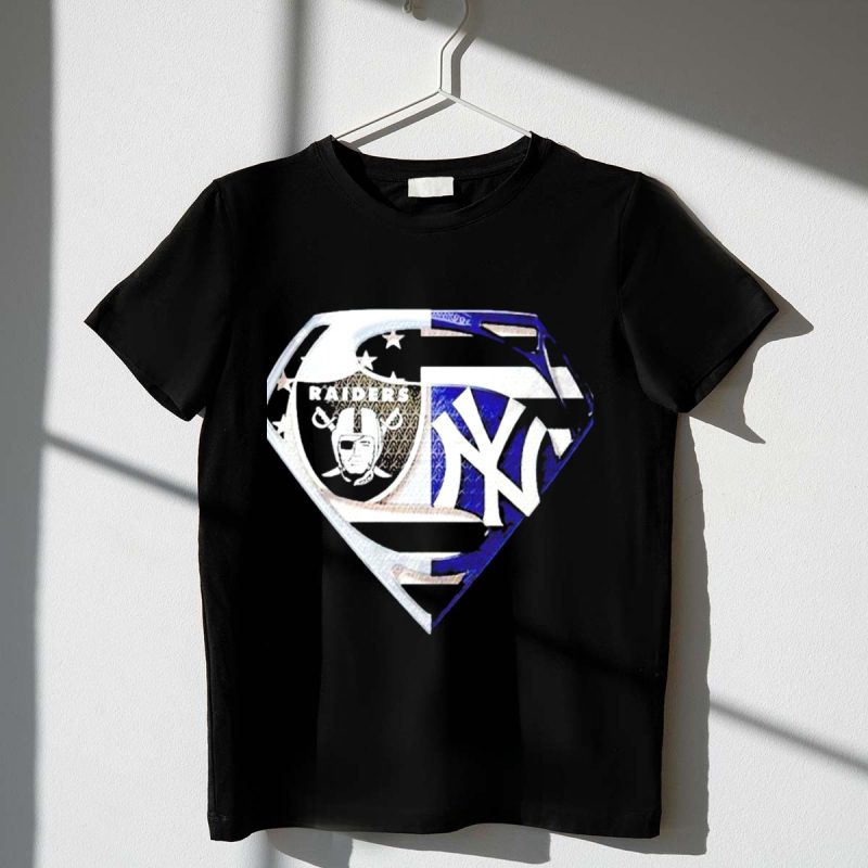 Las Vegas Raiders New York Yankees Superman Shield T Shirt t shirt 1 1