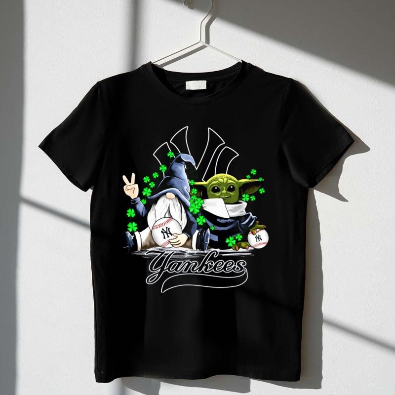 Leprechaun Gnome Baby Yoda Yankees Logo Baseball Fan T Shirt t shirt 1 1