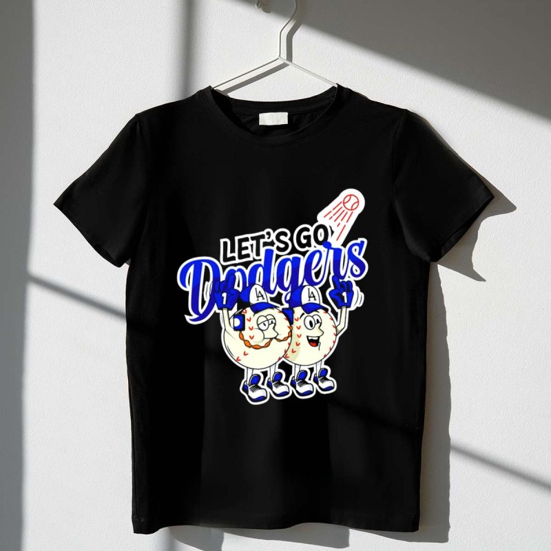 Lets Go Dodgers Baseball with Cartoon Baseballs and Iconic Spotlight T Shirt.jpeg t shirt 1 1