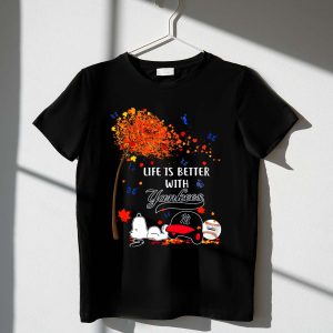 Yankees Autumn Vibes Snoopy Baseball T-Shirt For Cozy Fall Days