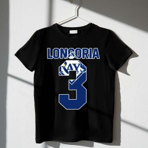 Longoria Tampa Bay Rays Number 3 T-Shirt – Mlb Fan Apparel