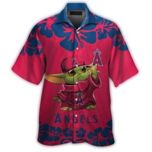 Los Angeles Angels Baby Yoda Floral Hawaiian Shirt For Kids