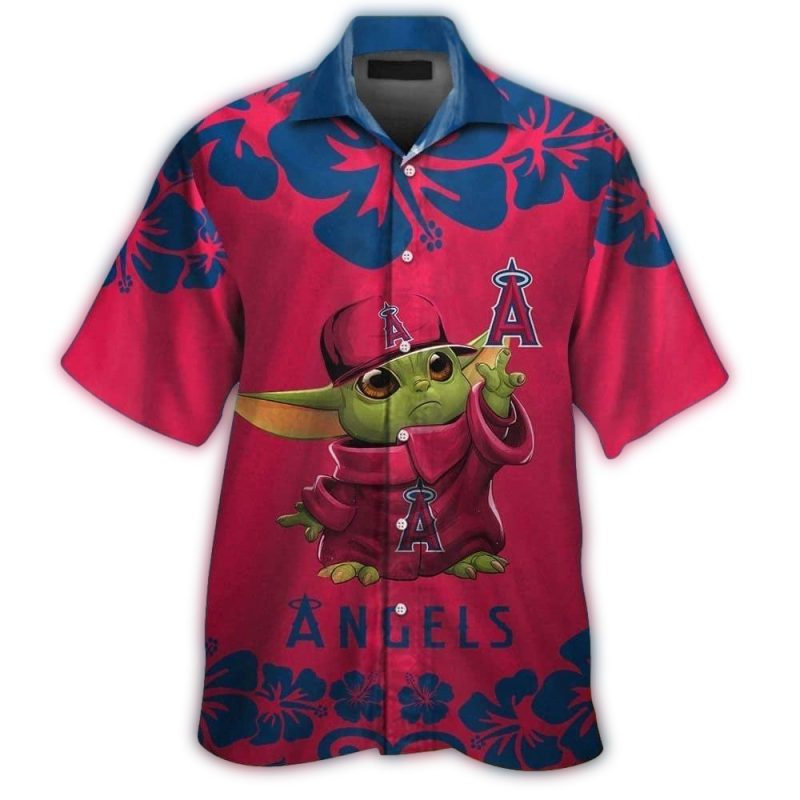 Los Angeles Angels Baby Yoda Flower Floral Hawaiian Shirt 1