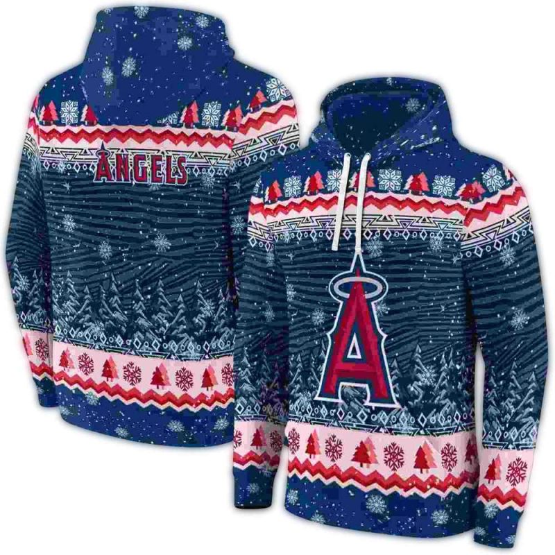 Los Angeles Angels Christmas Trees AOP Hoodie 1