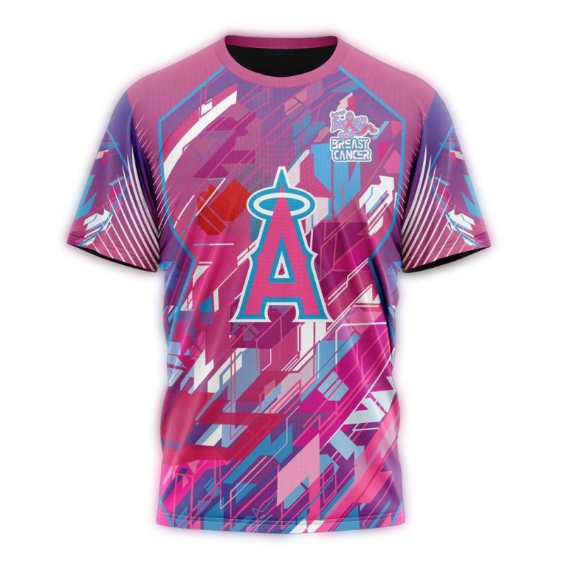 Los Angeles Angels Fearless Against Breast Cancer AOP T Shirt 1